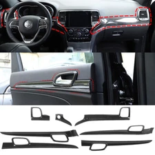 Inner Dashboard Panel &Door Handle Cover Trim For Jeep Grand Cherokee 11+ Carbon