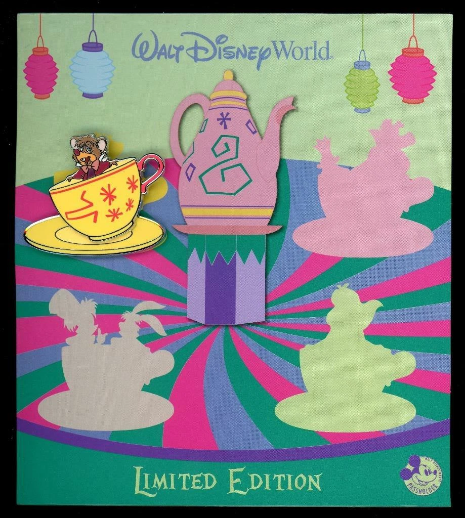 WDW Passholder Quarterly Alice in Wonderland Teacup Dormouse LE Disney Pin