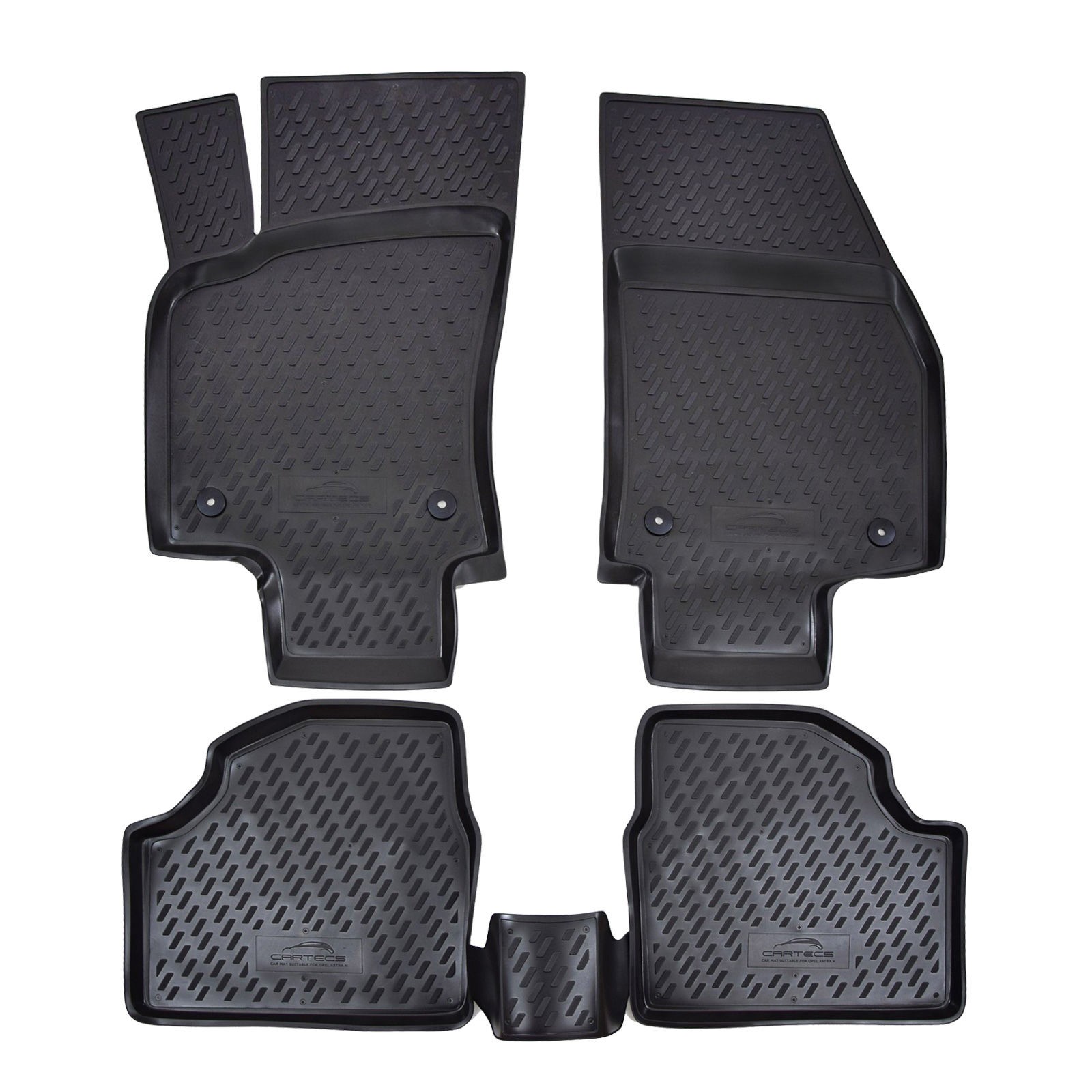 Tapis en caoutchouc pour Opel Astra H Hatchback 2004-2009 noirs sur mesure x4