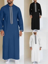 Men's Middle Eastern Clothes Long Sleeve Muslim Islamic Kaftan