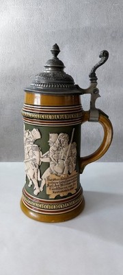 Bierkrug Zinndeckel Hauber Reuther 1 Liter