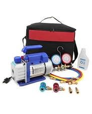  3.5 CFM Vacuum Pump 1/4HP with Manifold Gauge and Leak Detector Set for A/C 