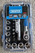 Draper 1/4in 25pc Square Drive Metric Socket Micrometre Reversible Hand Tool New