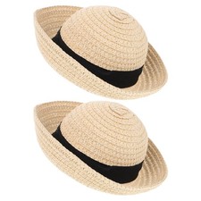 2 Pcs Doll Clothing Accessories Craft Supplies Straw Hats Decorative Mini