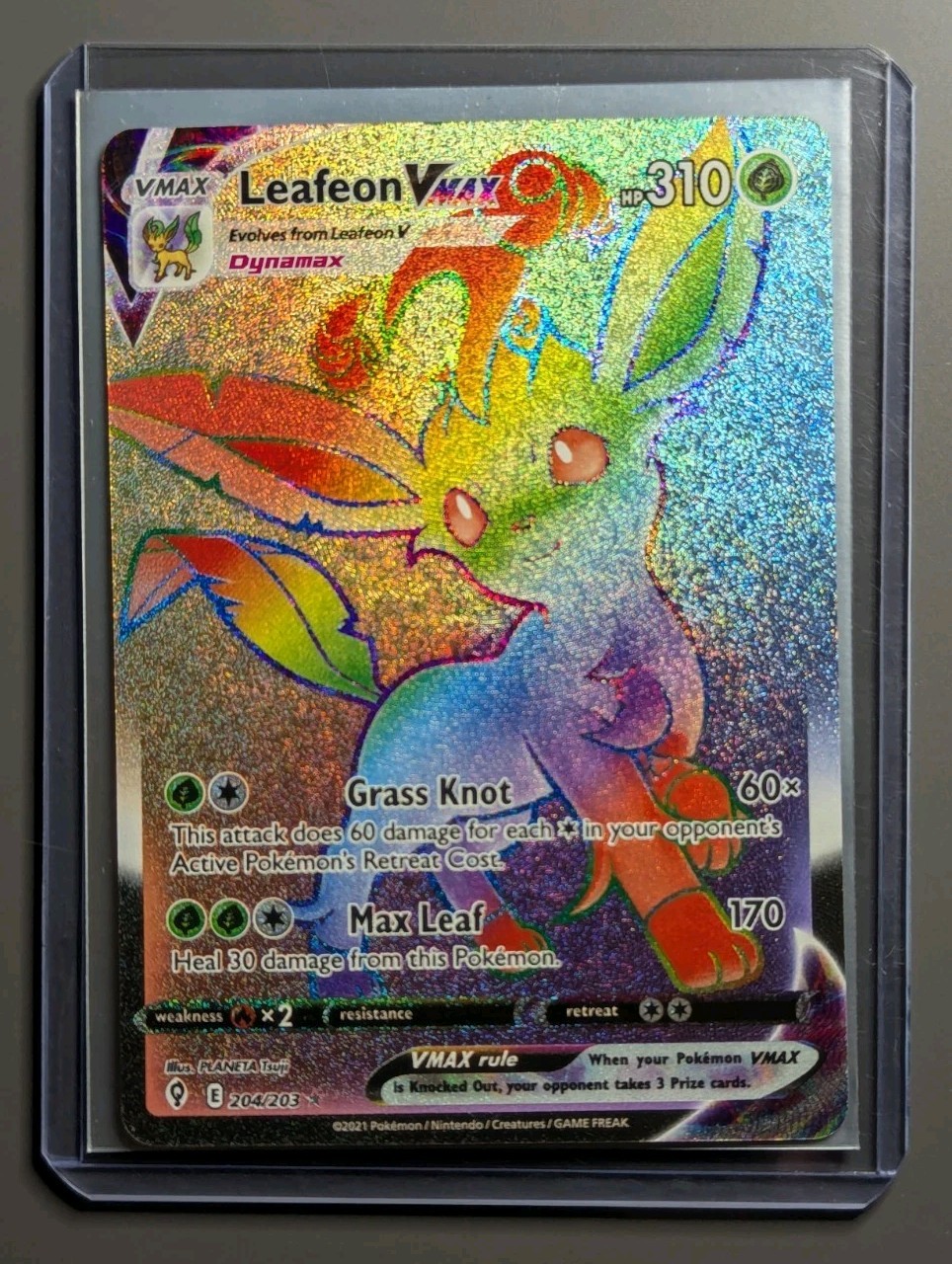 Leafeon VMAX 204/203 Pokemon Evolving Skies Rainbow Secret Rare Mint Condition