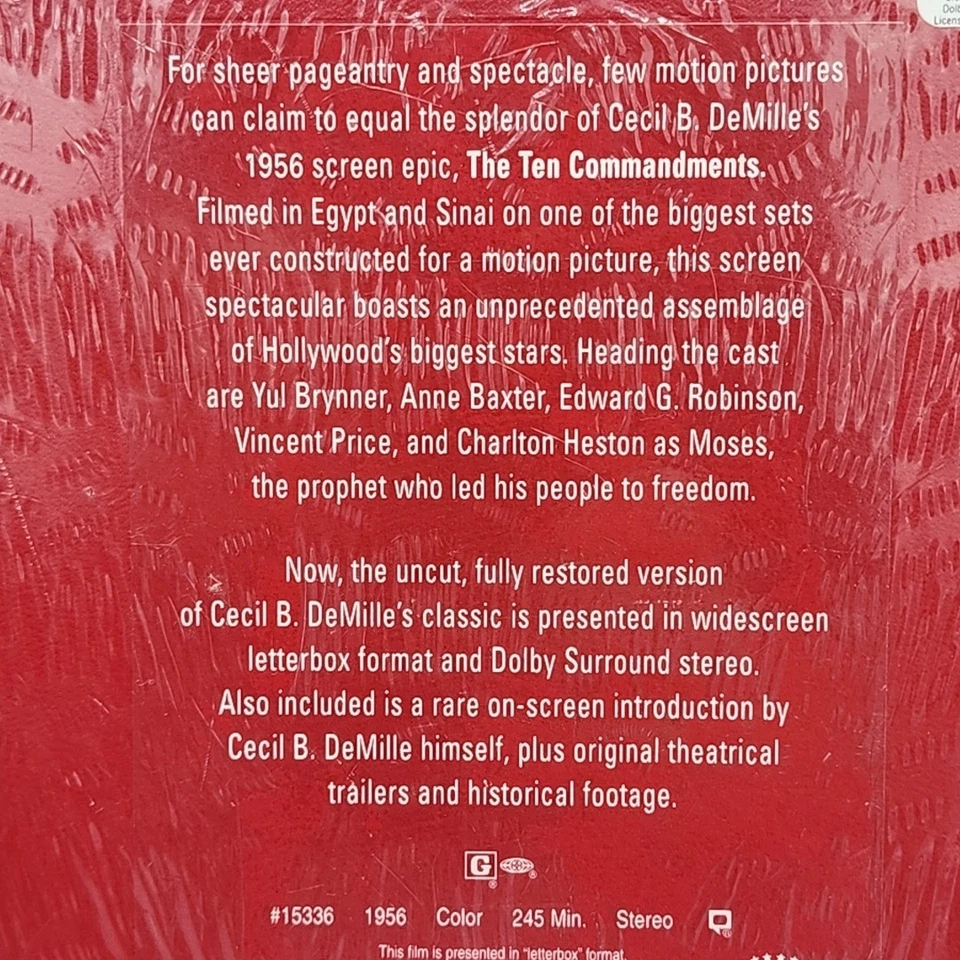 The Ten Commandments VHS Sealed New 40th Anniversary DeMille Heston READ Foto 4 de 4