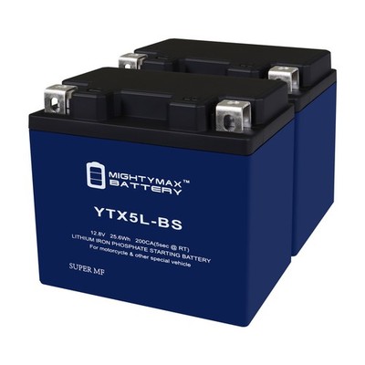 Mighty Max YTX5L-BSLIFEPO4 Lithium, Replaces Honda 250 CRF250X 04-18 - 2 Pack