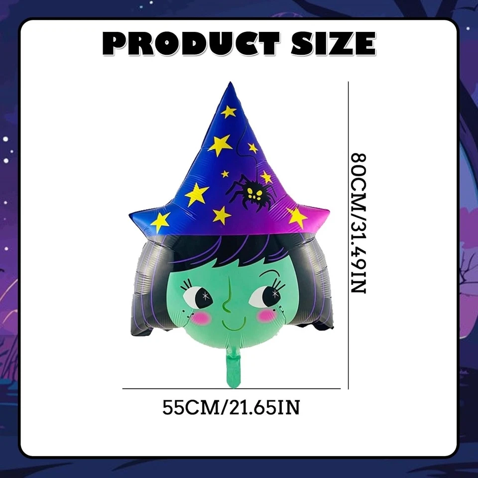 Globo Bruja Halloween Fiesta Decoración Niña Mago Cuento de Hadas Helio/Aire Grande Foto 2 de 4