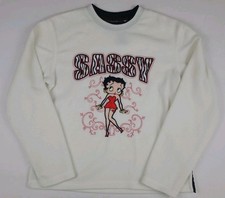 Vintage Y2k Betty Boop Sassy Embroidered Fleece Sweatshirt 2007 Cartoon Vtg USA