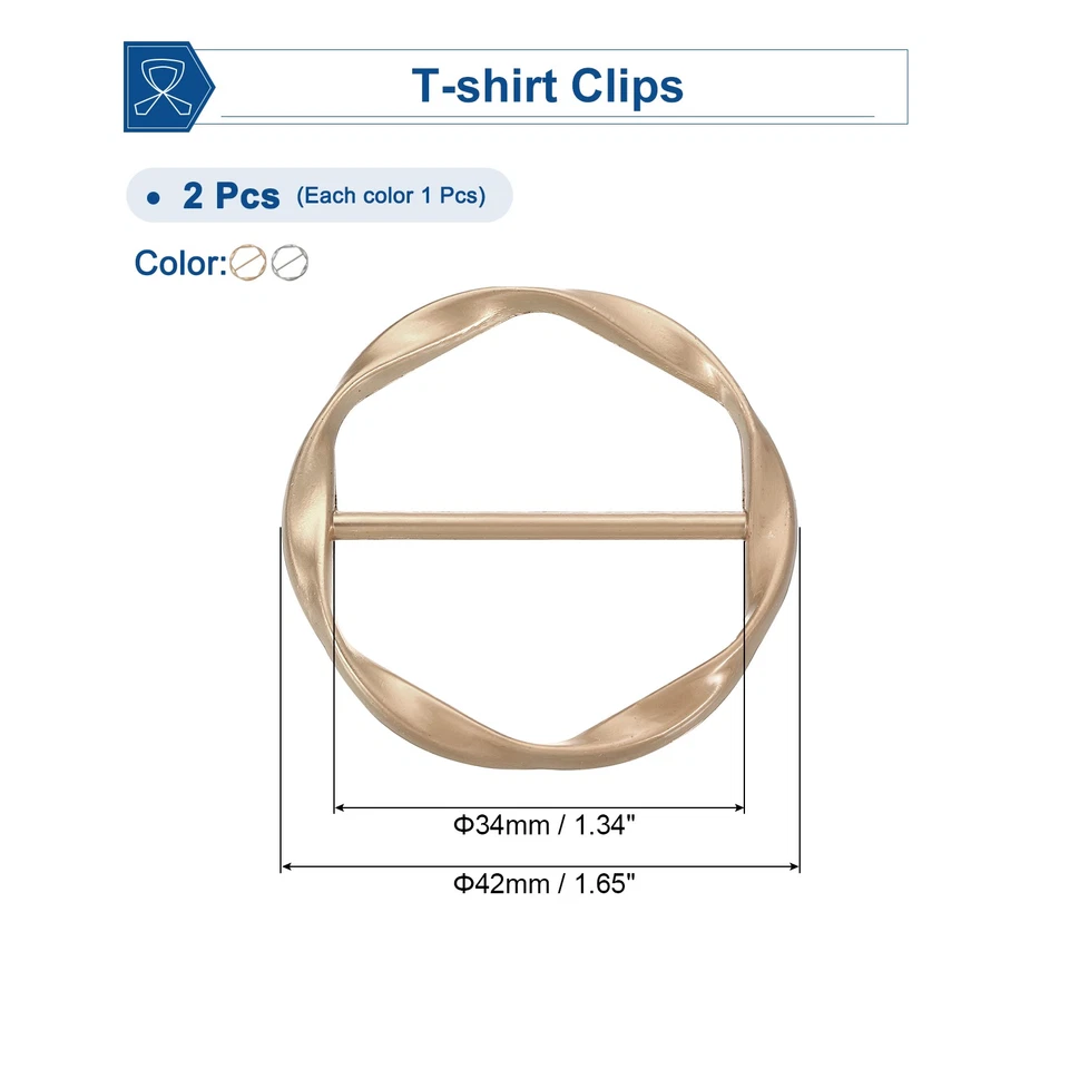 2 Pcs Clip 34mm(1-5/16") Anillo Pañuelo Metal Oro/Plata Mate - Imagen 2 de 4