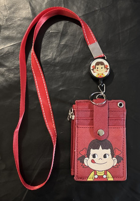 Peko Chan Fujiya Kawaii ID Badge Holder Retractable Lanyard Reel Clip & Zipper