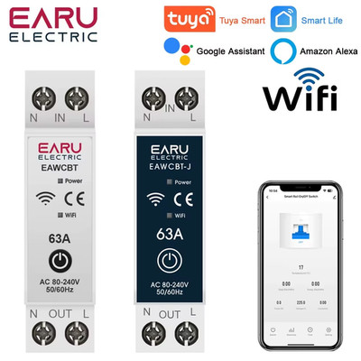 Tuya MCB Wifi Smart Circuit Breaker 1P+N 6-63A Time Relay Energy Kwh Voltage Cur