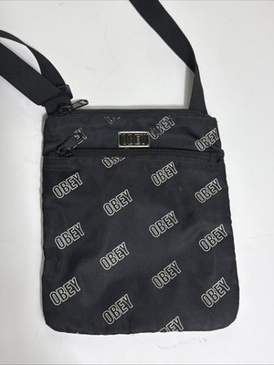 Obey Small Crossbody Bag Black White Adjustable Strap 8.5x7