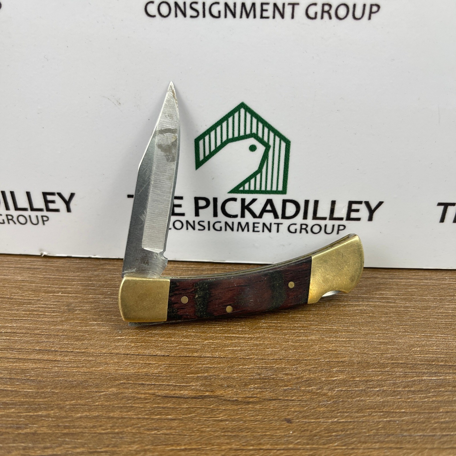 Sheffield Folding Pocket Knife Lockback Wood Brass Stainless Steel 3in Closed