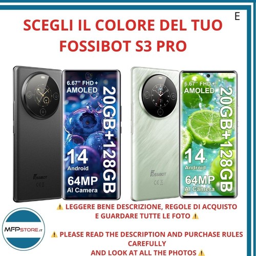 FOSSiBOT S3 Pro Smartphone Android 2025 128GB AMOLED 6,67”+1,09” Verde/Nero