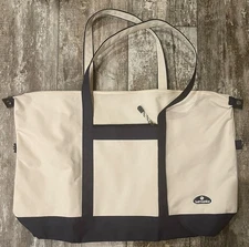 Samsonite Beige Navy 2-Tone Duffle Bag Large Carry On Tote Travel Bag Canvas