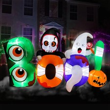 8FT Halloween Inflatable Boo with Skeleton Ghost Pumpkin Decoration