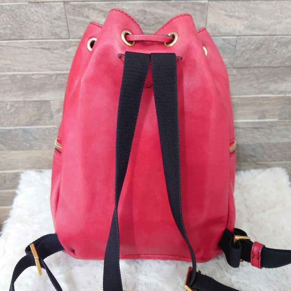 Marni Red Leather Mini Drawstring Backpack Genuin… - image 3