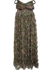 Faeriesty Size 2XL Floral Ruched Bustier Ruffle Trim Hem Floral Tube Dress NWOT