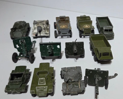 VINTAGE DIECAST DINKY Corgi TOY MILITARY VEHICLE JOB LOT TANKS TRUCKS L67B14