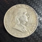 1960 Franklin Half Dollar 90% Silver 50C Circulated KM#195 US Coin