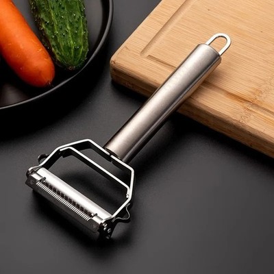 2 in 1 Edelstahl Gemüseschäler Julienne Obst Kartoffel Küche Schneider UK