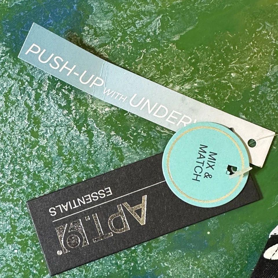 NWT Apt. 9 Essentials Ladies' Push Up Bra Top Black White Polka Dot Print NEW XL - Image 2 of 4