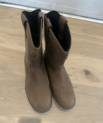 Herman Survivors Brown Leather Pull On Western Boots Men's Round Toe Size 12