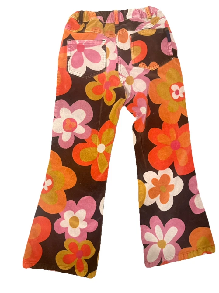 迷你紧身女孩裤子尺寸 7/8 嬉皮花卉印花喇叭裤超柔软! — 第 3/4 张图片