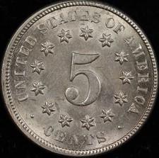 1874 Shield Nickel 5C – Philadelphia – Better Detail