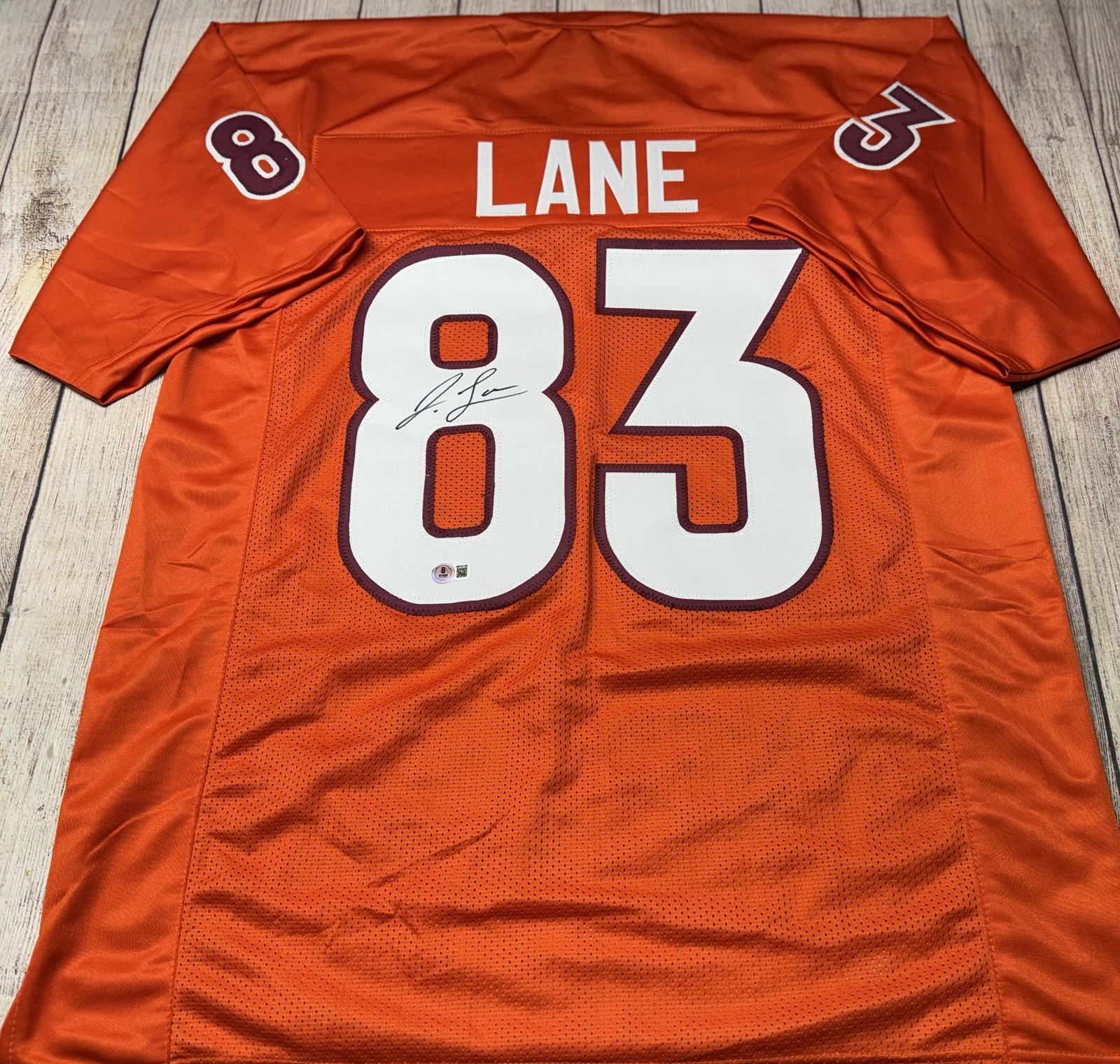 Jaylin Lane Autographed Signed Virginia Tech Hokies ORANGE CUSTOM JERSEY BECKETT COA!!! 