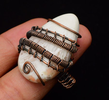 Scolecite Gemstone Copper Wire Wrapped Handmade Jewelry Ring Size 10