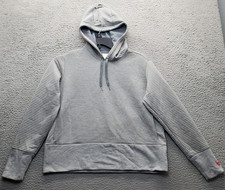 Nike Dri-Fit Hoodie Womens Medium Gray Ribbed Spell Out Raglan Sleeve Drawstring