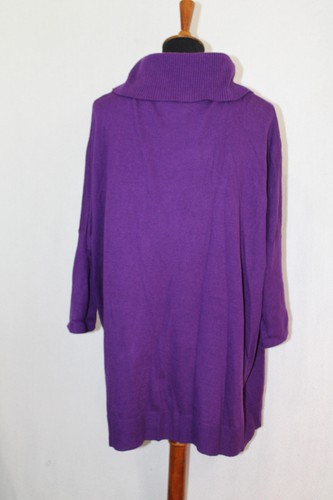 Chico's Sz 3 Royal Purple Knit Pullover Sweater Cowl Neck Cotton Nylon Rabbit - Picture 5 of 6