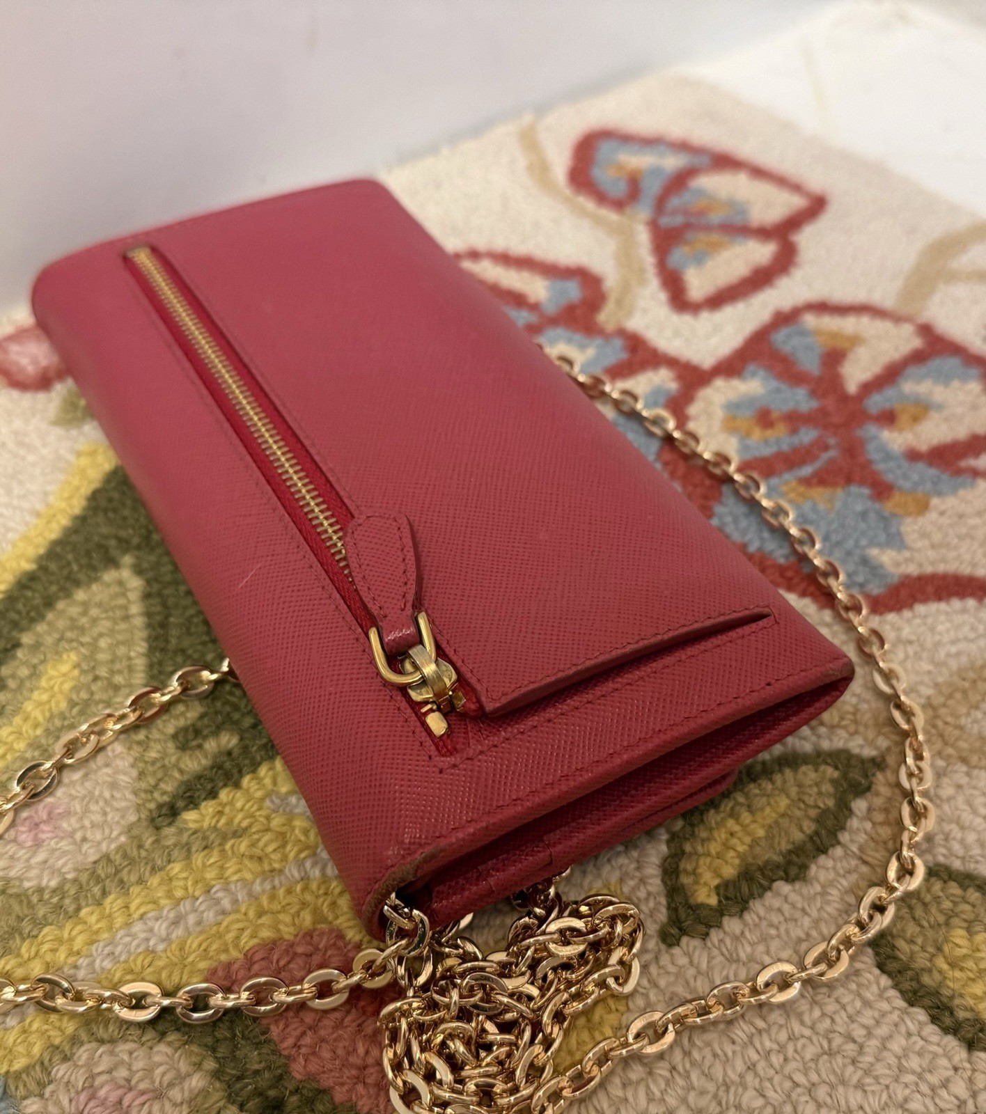 PRADA Peonia Feminine Saffiano Leather Long Flap Bifold W/ Added Crossbody thumbnail 9