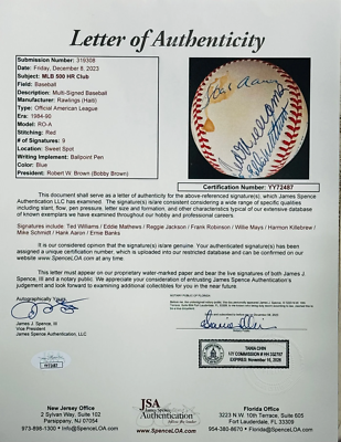 500 Homerun Club Autographed Official American League Baseball 
