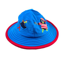 Hanna Andersson Blue W/Red Trim Toddler Kids Sunblock Swim Hat Size XS Read