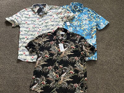 NEW Lot Of 3  Men s Hawaiian Button Up Shirts Size L, Volcom, Reverse Threads