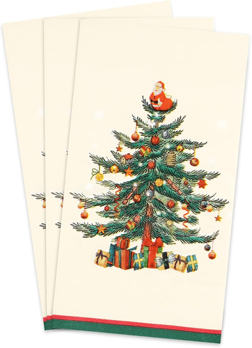 100 Pcs Christmas Napkins 3 Ply Paper Christmas Tree Guest Napkins for Bathroom