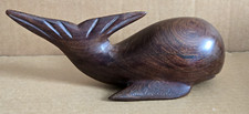 Vintage IRONWOOD WHALE Hand Carved Wood Sculpture Ocean Figurine 9" Solid Heavy
