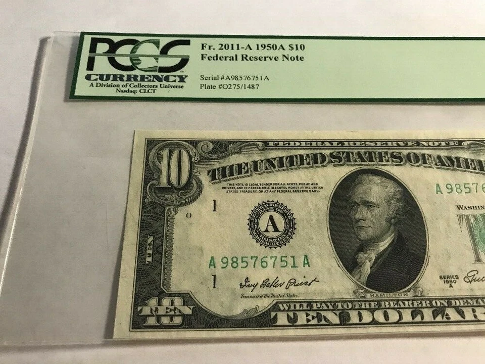 FR 2011-A 1950A $10 Federal Reserve Note Boston, MA Massacusetts PCGS 63 PPQ - Image 2 of 4