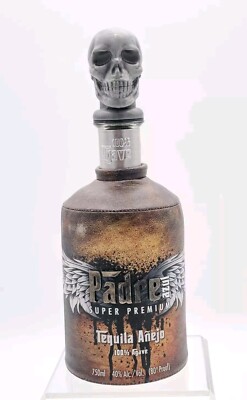 Padre Azul Super Premium Anejo EMPTY Collectible Tequila Bottle SILVER SKULL