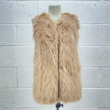 NUDE FAUX FUR GILET COAT VEST BACK TEXTURED KNIT CARDIGAN OVERSIZED Y2K UK M