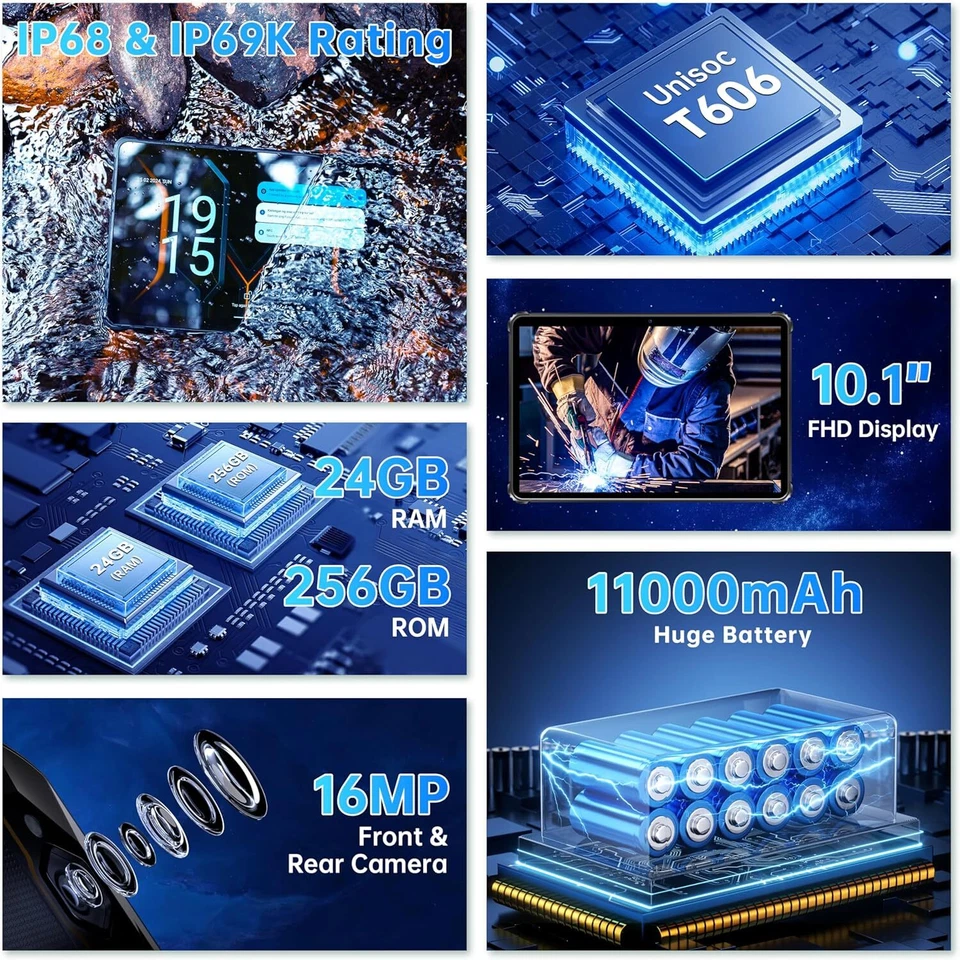 OUKITEL RT9 Outdoor Tablet-24GB+256GB (1TB TF) 11000mAh 5G WiFi/Face ID/OTG/GPS - Bild 2 von 4