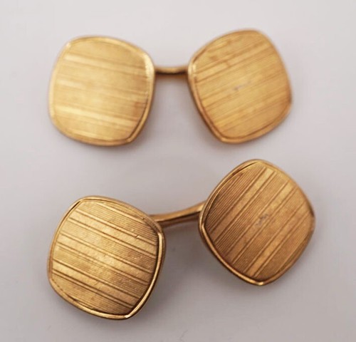 Boutons De Manchette Ton Or Vert Milieu De Siècle - Speidel, Occasion, Métal Inconnu