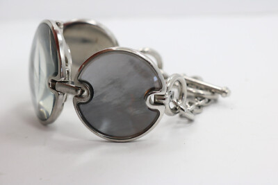 DKNY SILVER TONE MOTHER OF PEARL,MOP BRACELET BAND+DIAL  display picture 3