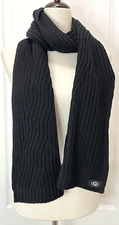 UGG Scarf Black Sweater Knit Oversized Asymetric Ribbed 76" x 12" Men's Unisex