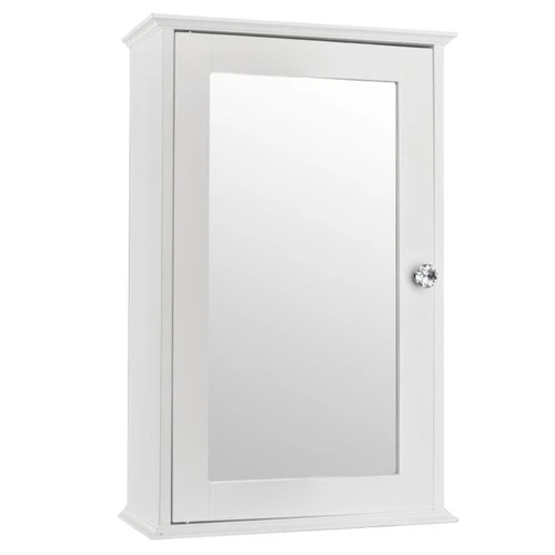 Adjustable Shelf White Single Door Mirror Indoor Bathroom Wall Mounted Cabinet - Picture 15 of 15