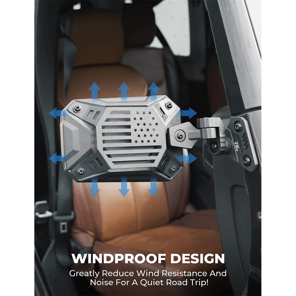 JOYTUTUS Side Mirrors Doors Off Fits Jeep Wrangler TJ JK 1997-2018 & Unlimited Foto 2 de 4