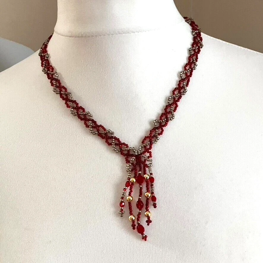 Red costume jewelry necklaces clearance